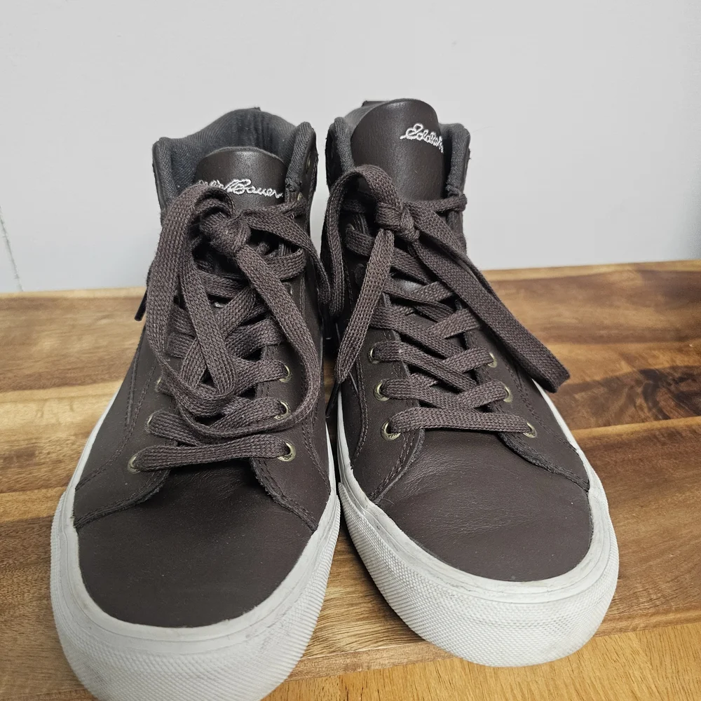 Eddie Bauer Brown Leather Hightop Storm Sneakers Timber Mens‎ Size 9 Academia